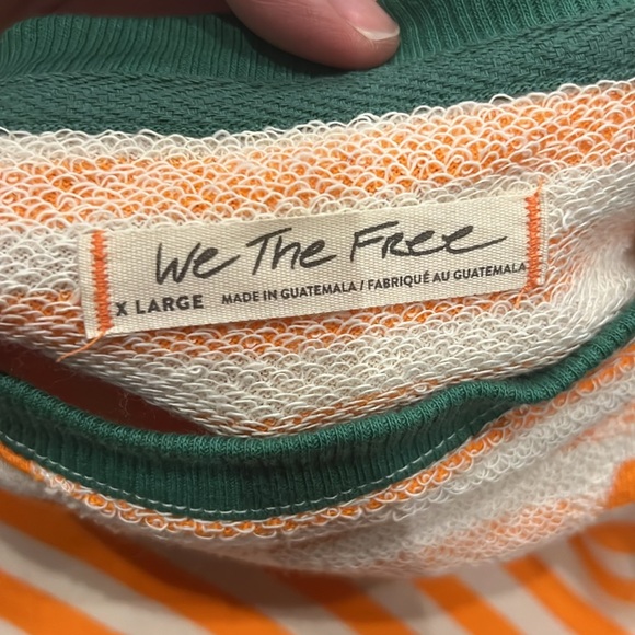 NWOT Free People Orange Green Long Sleeve Crew Neck Oversized Sweatshirt Size XL - Picture 4 of 4